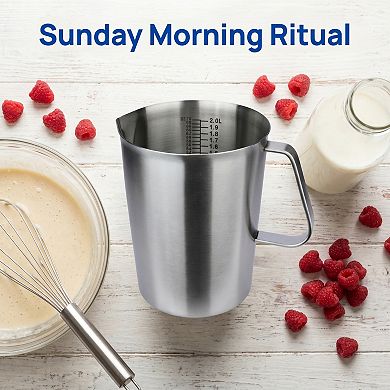 2000ml Measuring Cup, 1 Cup Stainless Steel Measuring Cup with Easy Read Lines for Baking Recipes