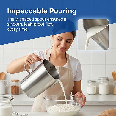 2000ml Measuring Cup, 1 Cup Stainless Steel Measuring Cup with Easy Read Lines for Baking Recipes