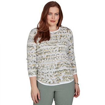 Women's Alfred Dunner Provence Paisley Stripe Spacedye Sweater