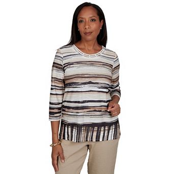 Women's Alfred Dunner Travel Advisory Scratched Stripes Knit Top