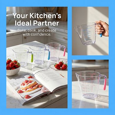 3Pcs Measuring Cup, 1 Cup PS Material Measuring Cup for Wet Ingredients, Great for Sauces