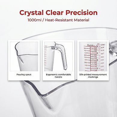 Measuring Cup, Liquid PS Material Measuring Cup for Measuring and Pouring without Spilling 1000ml