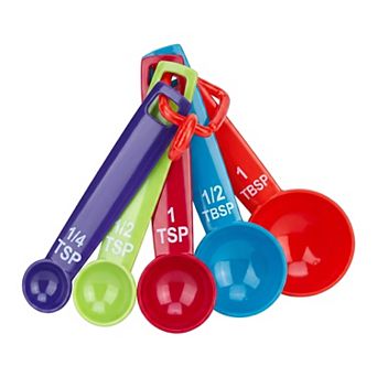 5 pc Plastic Measuring Spoons Set, Lightweight Kitchen Spoons for Dry and Liquid, Great for Cooking