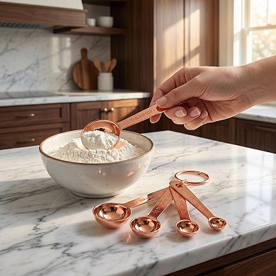 5Pcs Stainless Steel Measuring Cups and Spoons, Stackable Metal Set with Engraved Markings