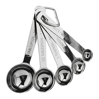 5 pc Stainless Steel Measuring Cups and Spoons, Stackable Metal Set with Engraved Markings