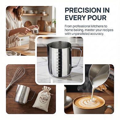 900ml Measuring Cup, Basic Stainless Steel Measuring Cup for Kitchen Baking, Easy to Clean and Store