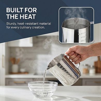 900ml Measuring Cup, Basic Stainless Steel Measuring Cup for Kitchen Baking, Easy to Clean and Store