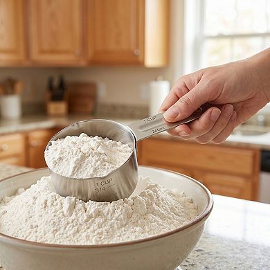 Durable Stainless Steel Measuring Cups and Spoons, Stackable with Engraved Markings 14 Pcs