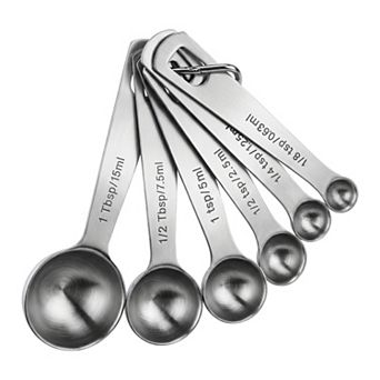 6 pc Stainless Steel Measuring Set, Stackable Design Metal Cups and Spoons, Engraved Markings