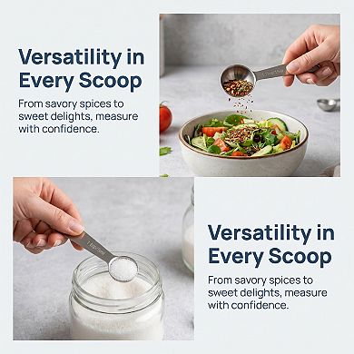6Pcs Stainless Steel Measuring Set, Stackable Design Metal Cups and Spoons, Engraved Markings