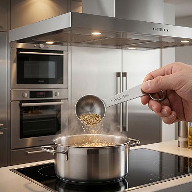 6Pcs Stainless Steel Measuring Set, Stackable Design Metal Cups and Spoons, Engraved Markings