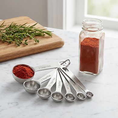 7Pcs Stainless Steel Measuring Set, Stackable Design Metal Cups and Spoons, Engraved Markings