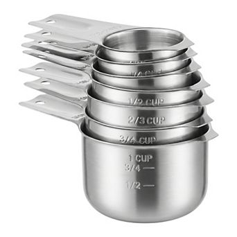 7 pc Stainless Steel Measuring Set, Stackable Design Metal Cups and Spoons, Engraved Markings