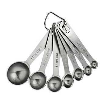 7 pc Stainless Steel Measuring Set, Stackable Design Metal Cups and Spoons, Engraved Markings