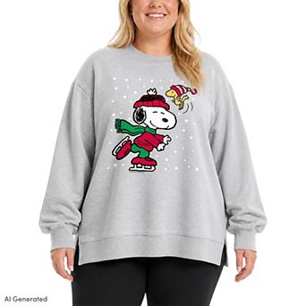 Plus Size Peanuts Snoopy Holiday Graphic Crew Sweatshirt
