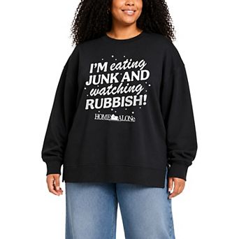 Plus Size Home Alone Oversized Fleece Crew Sweatshirt