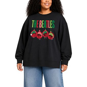 Plus Size The Beatles Graphic Oversized Fleece Crew Sweatshirt