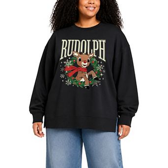Plus Size Rudolph The Red-Nosed Reindeer Graphic Crew Sweatshirt