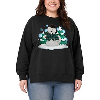 Plus Size Rudolph The Red Nose Reindeer & Sam The Snowman Graphic Crew Sweatshirt