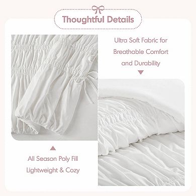 Intelligent Design Amelie Ruched Bow Comforter Set with Coordinating Throw Pillows