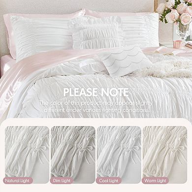 Intelligent Design Amelie Ruched Bow Comforter Set with Coordinating Throw Pillows