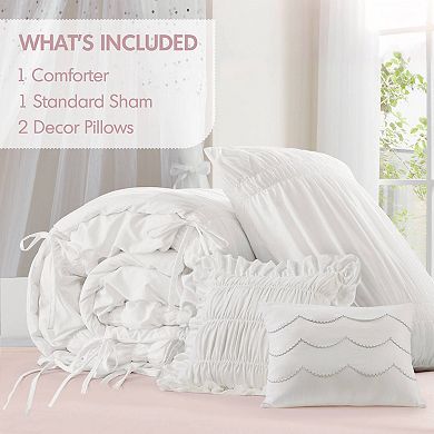Intelligent Design Amelie Ruched Bow Comforter Set with Coordinating Throw Pillows
