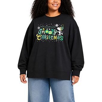 Plus Size Peanuts Snoopy Christmas Graphic Crew Sweatshirt