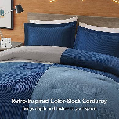 Intelligent Design Walter Color Block Corduroy Comforter Set