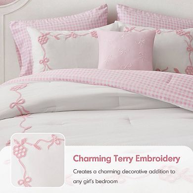 Intelligent Design Eloise Floral Bow Embroidered Comforter Set