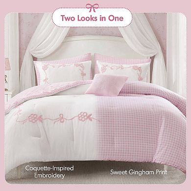Intelligent Design Eloise Floral Bow Embroidered Comforter Set