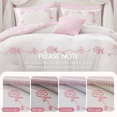 Intelligent Design Eloise Floral Bow Embroidered Comforter Set