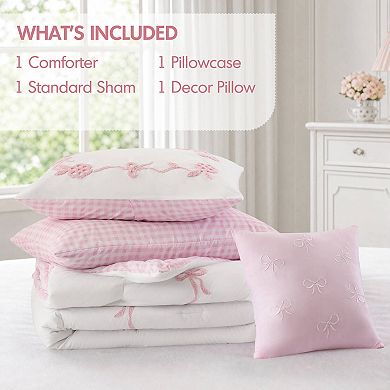 Intelligent Design Eloise Floral Bow Embroidered Comforter Set