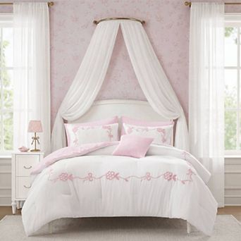 Intelligent Design Eloise Floral Bow Embroidered Comforter Set