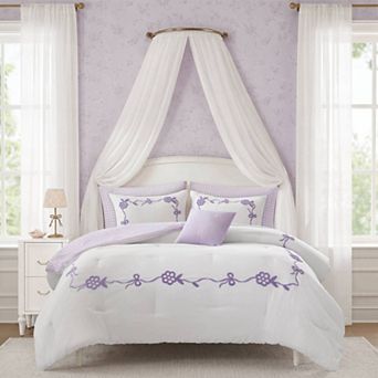 Intelligent Design Eloise Floral Bow Embroidered Comforter Set