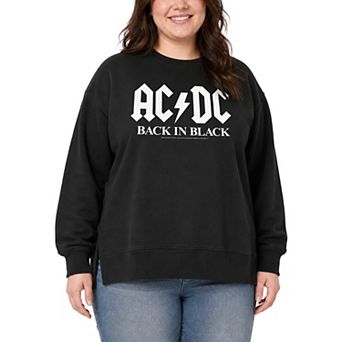 Plus Size ACDC Back In Black Oversized Fleece Crew Sweatshirt