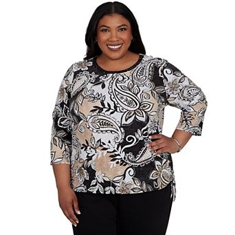 Plus Size Alfred Dunner Paisley Neutrals Knit Top