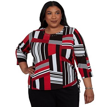 Plus Size Alfred Dunner Slashed Glass Knit Top