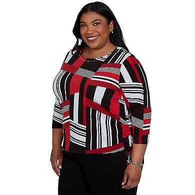 Plus Size Alfred Dunner Slashed Glass Knit Top