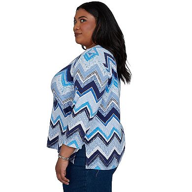 Plus Size Alfred Dunner Chevron Split Neck Top