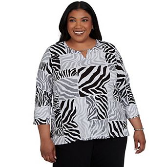 Plus Size Alfred Dunner Zebra Blocks Knit Top