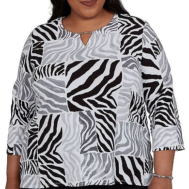 Plus Size Alfred Dunner Zebra Blocks Knit Top