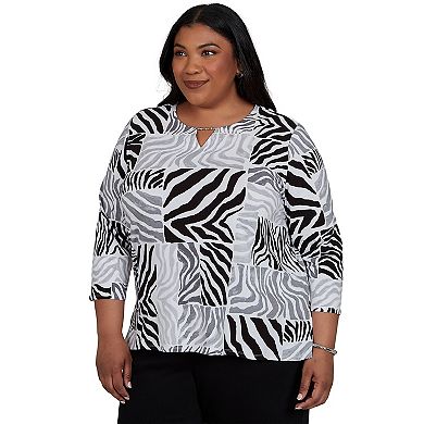 Plus Size Alfred Dunner Zebra Blocks Knit Top
