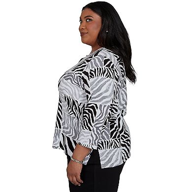 Plus Size Alfred Dunner Zebra Blocks Knit Top