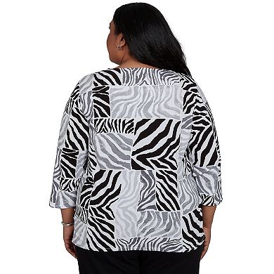 Plus Size Alfred Dunner Zebra Blocks Knit Top