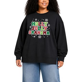 Plus Size Holly Jolly Grandma Graphic Crew Sweatshirt
