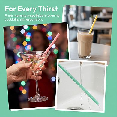 11.5 inch 8 Pcs Reusable Straws, Silicone Regular Straws , Drinking Straws for 40 oz Tumbler