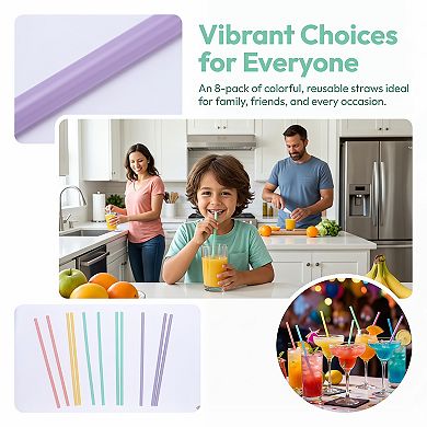 11.5 inch 8 Pcs Reusable Straws, Silicone Regular Straws , Drinking Straws for 40 oz Tumbler