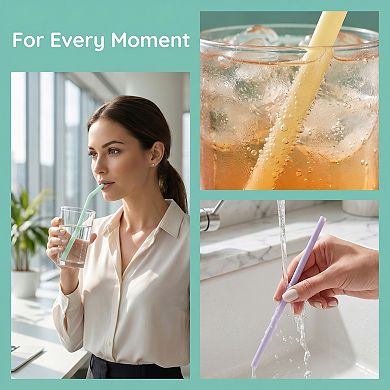 9.6" 8 Pcs Reusable Straws, Silicone Regular Straws , Drinking Straws for 40 oz Tumbler