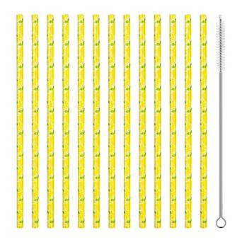 12 pc Reusable Plastic Pattern Straws, Long Drinking Straws for 40 oz Tumbler