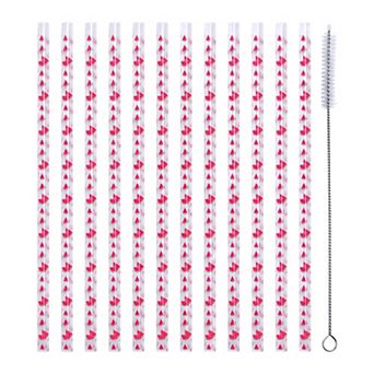 12 pc Reusable Plastic Pattern Straws, Long Drinking Straws for 40 oz Tumbler